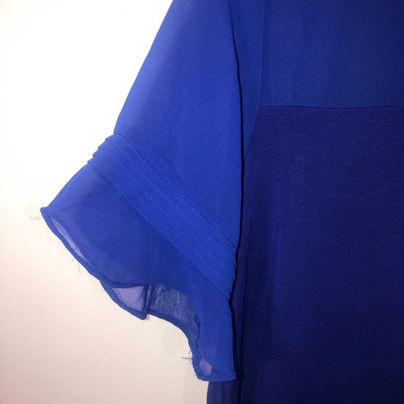 Worthington Blue Top w/ Sheer Details and Sleeves - Picture 2 of 3